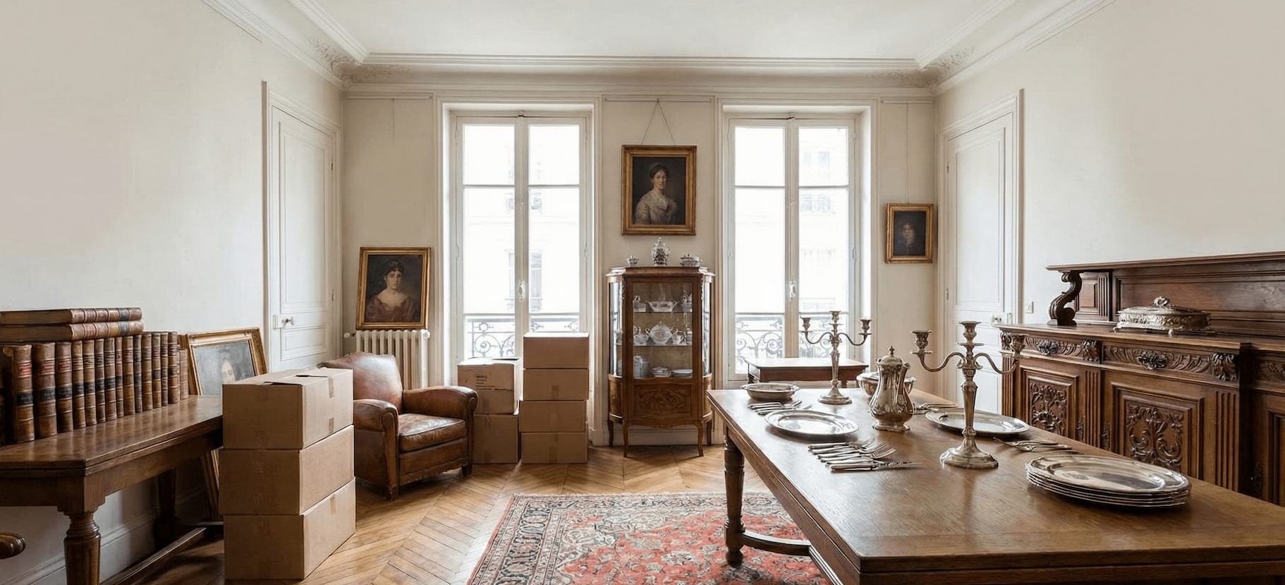 Photo d'un appartement parisien avec meubles anciens